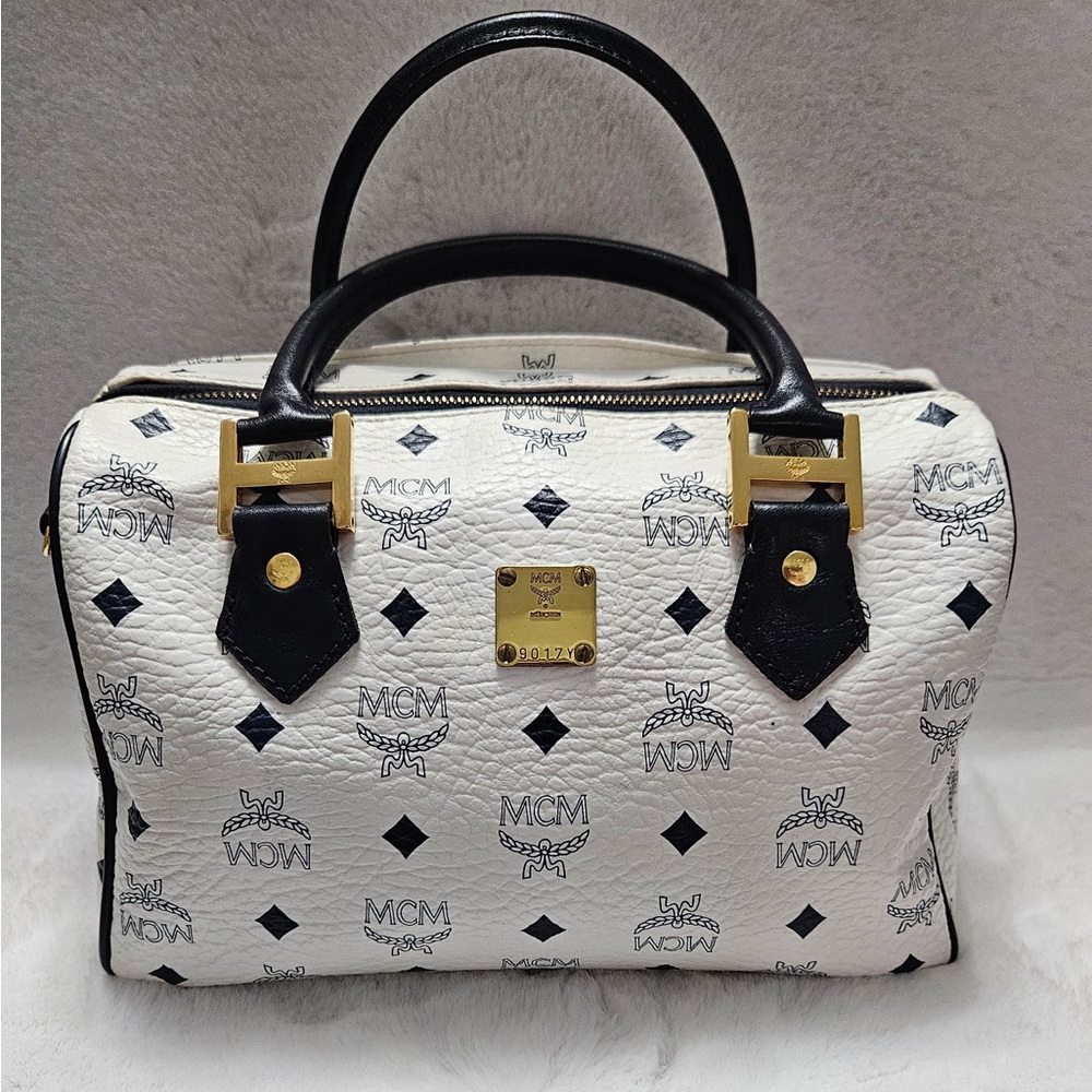 Authentic MCM Ella Boston Bag Visetos Monogram